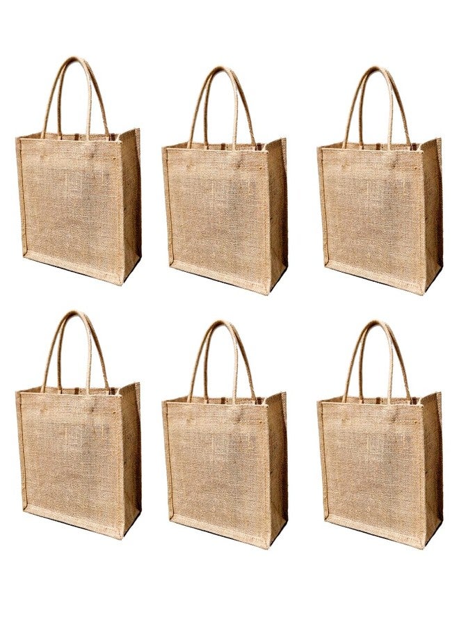 Handmakers Diwali Return Gift Jute Bags 8X10 Inch Pack of 6 - Image 1
